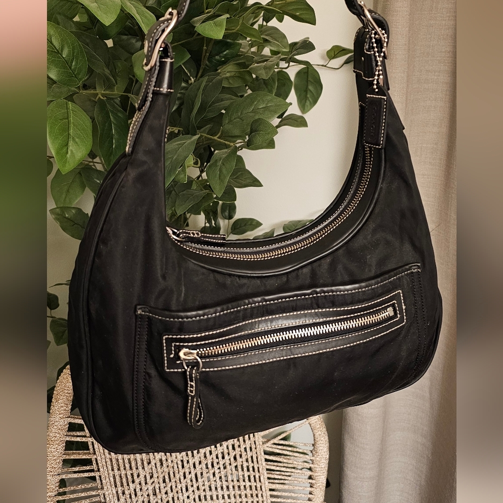 Coach Black Hobo Bag with Silver Hardware